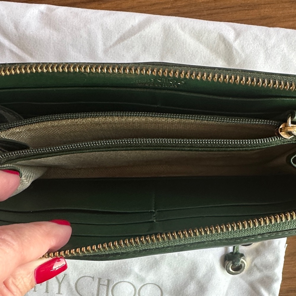 Jimmy Choo Forest Green Wallet with Star Studs - Picture 7 of 9